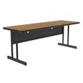 Correll CS2460-06-09-09 Rectangular Desk Height Work Station, 60"W x 24"D - Medium Oak/Black T-Mold, Brown