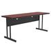 Correll WS2472-21-09-09 Rectangular Desk Height Work Station, 72"W x 24"D - Cherry/Black T-Mold, Red