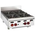 Wolf AHP424 24" Gas Hotplate w/ (4) Burners & Manual Controls, Liquid Propane, Stainless Steel, Gas Type: LP