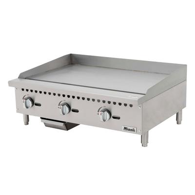 Migali C-G36 36" Gas Commercial Griddle w/ Manual Controls - 3/4" Steel Plate, Natural Gas, Stainless Steel, Gas Type: NG