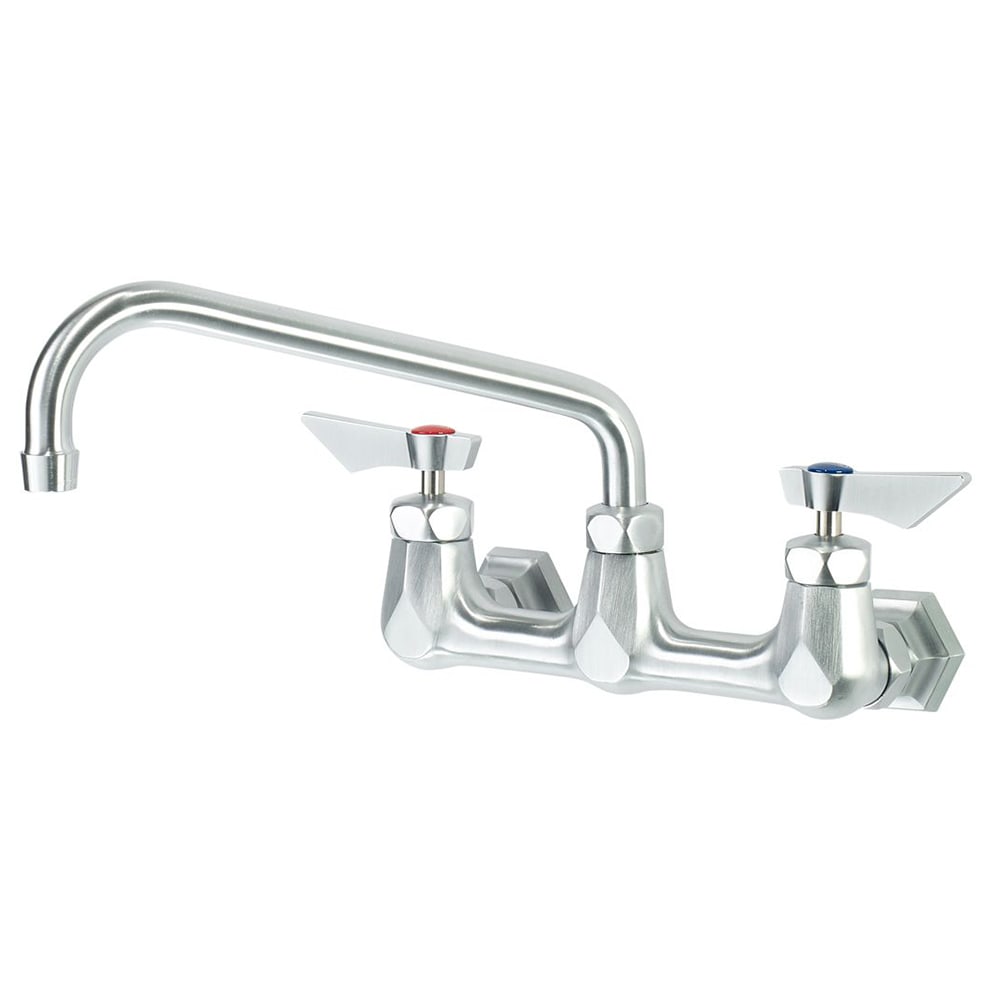 Krowne DX-810 Wall Mount Faucet w/ 10" Swing Spout - 8" Centers, Stainless Steel