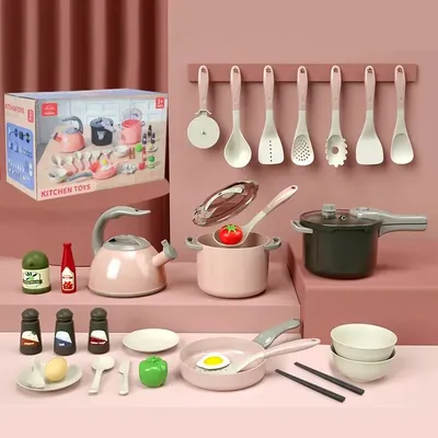 Kids Play Kitchen Set Pretend Play Cooking Toys Set Kitchen Toys Playset For Toddlers Toy Pots