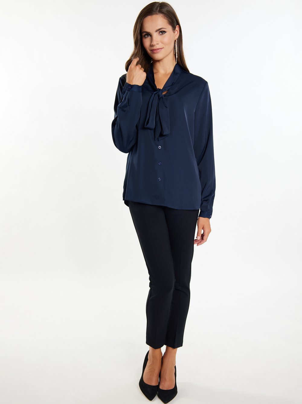 Faina Schluppenbluse Damen marine, S Image