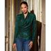 Boston Proper - Deep Emerald Green - Sequin Cowl Neck Knit Top - XXS