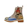 Schnürboots DOGO "Boots Tweety With Roses Damen Boots / Female", Damen, Gr. 40, Normalschaft, blau (blau, beige), Lederimitat, Schuhe, Vegan