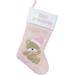 19" Pink and White "Baby's 1st Christmas" Embroidered Teddy Bear Christmas Stocking