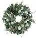 Green Pine Artificial Christmas Wreath with Berries and Iridescent Ornaments 24-Inch - 24"