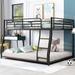 Metal Floor Bunk Bed, Twin XL/Full XL over Full Size Bunkbeds with Ladder & Safety Guard Rail, Space-Saving Design, Noise-Free