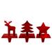 Reindeer Christmas Tree and Star Metallic Red Christmas Stocking Holders - 5.5"