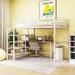 Full Size Metal Loft Bed with Desk and Lateral Storage Ladder