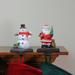 Set of 2 Santa and Snowman Christmas Stocking Holders 7"