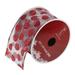 Silver and Red Glittering Polka Dots Christmas Wired Craft Ribbon 2.5" x 10 Yards