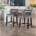 Modern Dining Chair Set of 2 Counter Bar Stools Square Back Nailheads
