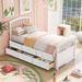 Twin Bed Frame Captain Bed Platform Bed, Wood Slat Support, White