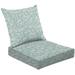 2-Piece Deep Seating Cushion Set Floral Pretty flowers gray blue Printing small white flowers Ditsy Outdoor Chair Solid Rectangle Patio Cushion Set