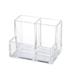 Waroomhouse Heavy Duty Pencil Holder Clear Pen Holder with 3 Compartments Multi-functional Desktop Organizer for Makeup Brushes Stationery Office Supplies