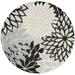 HomeRoots 479269 8 x 8 ft. Floral Non Skid Indoor & Outdoor Round Rug Black & White