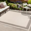 Lucia Classic Diamond Border Cream/Black 8 ft. x 10 ft. Indoor/Outdoor Area Rug