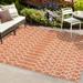 Ourika Moroccan Geometric Textured Weave Orange/Cream 9 ft. x 12 ft. Indoor/Outdoor Area Rug