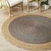 Hand Braided Round Rugs Farmhouse Rugs for Living Area Rug for Bedroom Kitchen Living Room Indoor Outdoor Rug Carpet 10 Square Feet (120x120 Inch) (Grey+Beige Border)