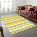 4 x 6 ft. Fiesta Yellow & Gray & White Stripes Plastic Outdoor Rectangle Area Rug