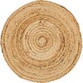 Round Shape Braided Rug Floor Rug mat Cotton Home Decor Rug Circular Meditation mat Yoga mat Jute Rug Solid Area Rugs (8 feet Natural)