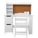 Children s table and chair set wooden study table with bookshelf bulletin board cabinet work table writing desk suitable for bedroom study 3-8 years old boys and girls gift white