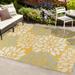 Zinnia Modern Floral Textured Weave Yellow/Cream 3 ft. x 5 ft. Indoor/Outdoor Area Rug