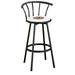 The Furniture King Bar Stool 29 Tall Black Metal Finish with an Outdoor Adventure Themed Decal (Fishing Words - White)