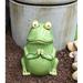 Tall Lilypad Wishes Ceramic Whimsical Meditating Yoga Green Frog Home Garden Statue Praying Frogs Decorative Sculpture Accent