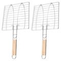 2pcs Grill Basket Fish Grilling Basket Barbecue Grilling Accessory Grilling Meat Clip