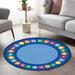 LaModaHome Rounded Rug ABC Nursery RugNon-Slip Rug Washable Mat Child Stain Resistant Living Room Kitchen Carpet 4.9X4.9ft(150X150cm)