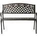 63285 Cast Aluminum Patio Bench Heavy Duty Rust Free Metal Construction Lightweight Easy Assembly For Front Porch Backyard Lawn Garden Pool Deck - Antique Bronze Finish