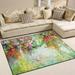 Dreamtimes Abstract Flower Watercolor Painting Area Rug 4 x5 Pet & Child Friendly Carpet Indoor Outdoor Soft Rug Washable Non Slip Comfortable Area Rug