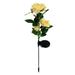 Fdelink Lamp 3 Head Solar LED Decorative Outdoor Lawn Lamp Outdoor Solar Garden Stake Lights Artificial Flowers Yellow