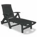 Gecheer Anthracite Outdoor Patio Chaise Lounge Chair with Wheels and Armrest Adjustable Backrest Sun Lounger Bed Reclining Chair