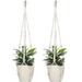 2 Pack Macrame Plant Hangers Cotton Rope Woven Indoor Outdoor hanging plant holder Wall Hanging Planter Ceiling plants for Flower Pot Hanging Plants Holder for Yard Garden Home Decoration (White)