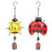 FRCOLOR 2PCS Stereo Ladybug Wind Chimes Iron Made Wind Bells Honeybee Ornaments Exquisite Hanging Pendant (Assorted Color)