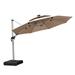 PURPLE LEAF 11ft Solar powered LED Patio Umbrella Outdoor Round Umbrella Large Cantilever Umbrella with LED lights Windproof Offset Umbrella Heavy Duty Sun Umbrella Beige