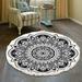 Cotton Linen Retro Non-Slip Machine Washable Round Area Rug Living Room Bedroom Study Soft Carpet Floor Mat Home Decor