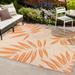 Havana Tropical Palm Leaf Cream/Orange 4 ft. x 6 ft. Indoor/Outdoor Area Rug