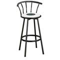 The Furniture King Bar Stool Black Metal Finish with an Outdoor Adventure Themed Decal (Fishing Aqua - White)