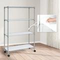 CAPHAUS NSF Adjustable Shelves Metal Wire Shelving Unit w/ Liners Kitchen Storage Shelving Metal Steel Storage Shelving Garage Shelving Storage Organizer Utility Shelf 4-Tier W/ Wheels Silver