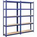 2 5-Tier Utility Shelves Metal Storage Shelves Garage Shelving Unit Adjustable Garage Storage Shelves Storage Racks Heavy Duty Shed Shelving- Blue 35.5 X 12 X 71 Inch