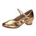 ZTTD Women s Solid Color Buckle Full Sole Rubber Low Heel Thick Heel Dance Shoes Sandals Gold