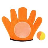 Wilitto 1 Set Children Throwing Ball Suction Cup Toy Sticky Gloves Catch Ball Play Sports Games Indoor Outdoor Ball Toy Set Boys Girls Gift Orange