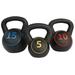 HooKung Wide Grip 3-Piece HDPE Kettlebell Exercise Fitness Weight Set w/Base Rack Include 5 lbs 10 lbs 15 lbs Black