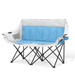 Magshion Foldable Loveseat Camping Chair 2 Person Outdoor Portable Camping Double Chair with Carry Bag for Outdoor Patio Lawn Sky Blue