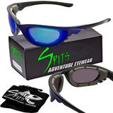 Ridgeline Foam Padded Motorcycle Sunglasses Various Frame and Lens Options Frame Color: Blue Lens Color: Gray GT Blue Mirrored