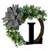 Fdelink Decorative Plaque Unique Last Name Year Round Front Door Wreath with Bow Welcome Sign Garland Creative 26 Letter Farmhouse Wreath for Front Door Spring All Seasons Outside Hanger Decor Gift